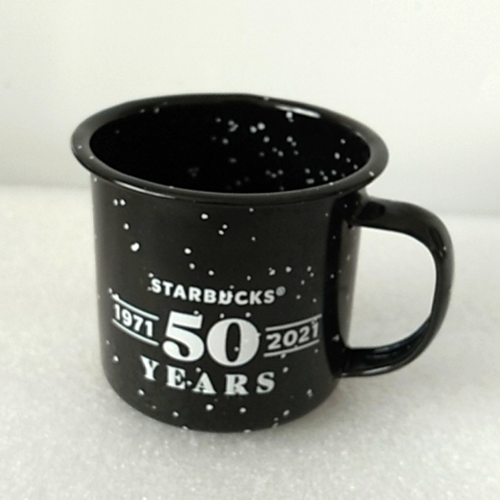 Starbucks Rare 50 Years Small Mini Tin Metal Espresso Mug Cup Collectable Black